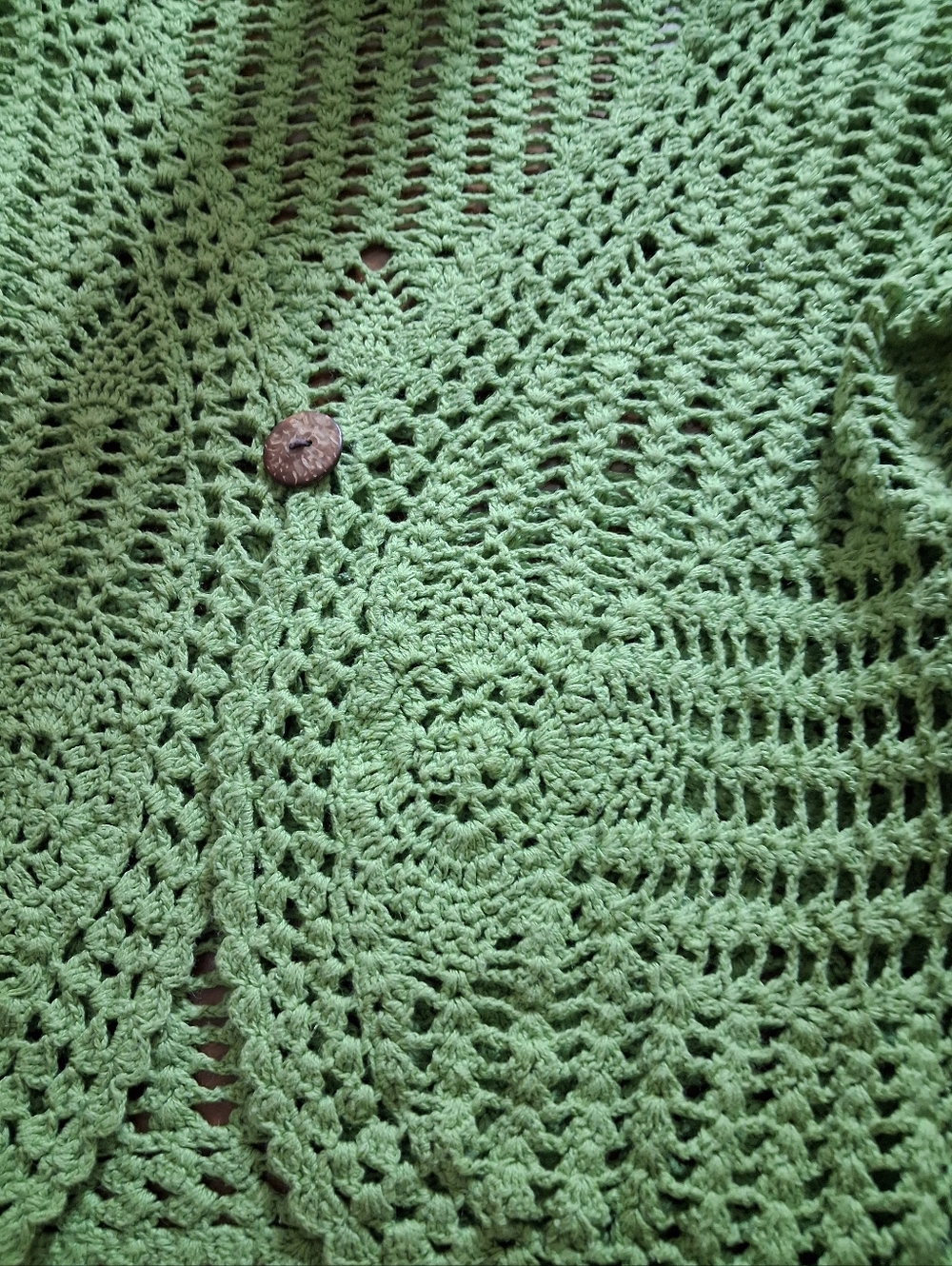 ONE RESOURCE Boho Crochet Sweater Shrug/Button Cardigan Green Size Womens L - Picture 3 of 4